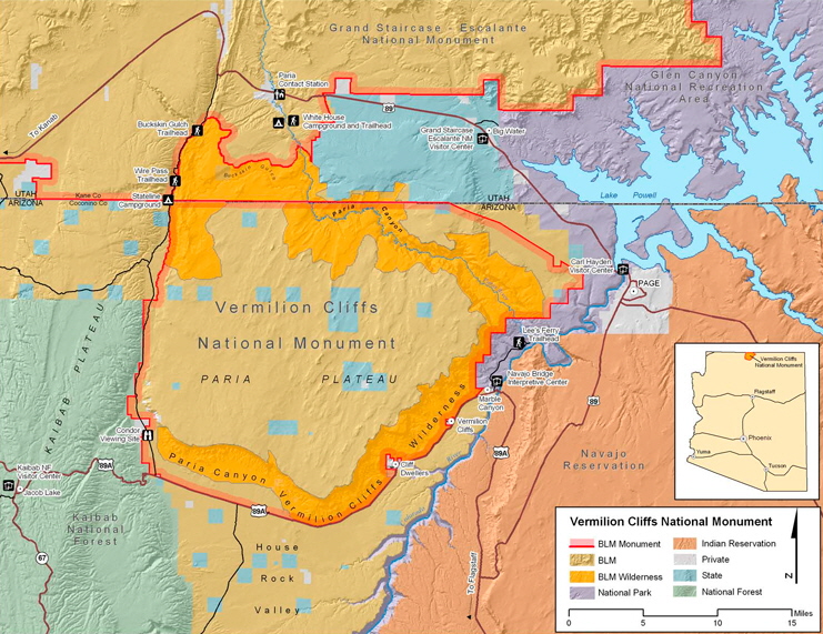 Map ++ Vermilion Cliffs National Monument - Paria Canyon Wilderness